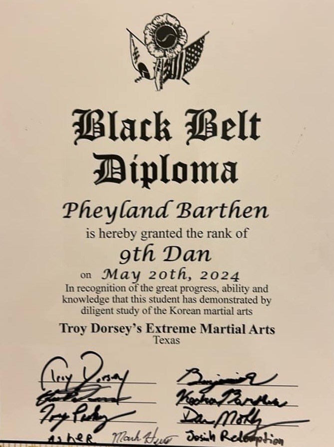 9th degree black belt certificate